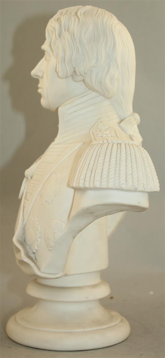 An English parian bust of Nelson, probably Coalport, c.1860, 31cm